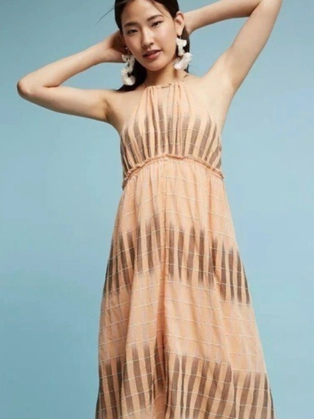 Akemi + Kin Ikat halter dress in peach women’s XS runs big